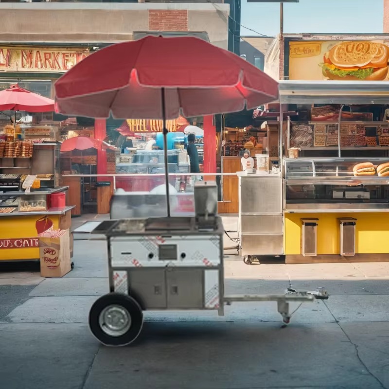 Compact Mobile Snack Food Cart - Hot Dog Vending Cart recension och pris