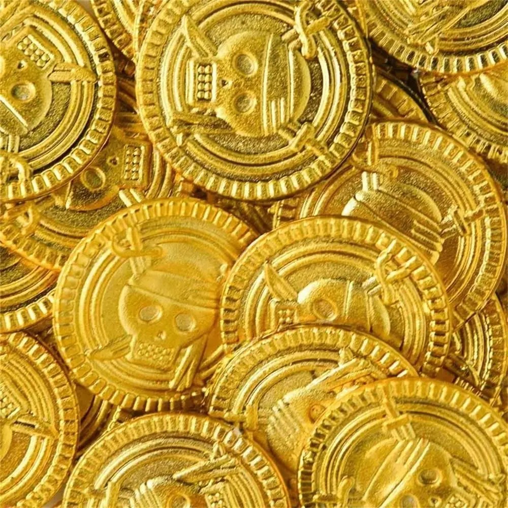 Plastic Pirate Gold Coins Gold - Arcade Game Coin recension och pris
